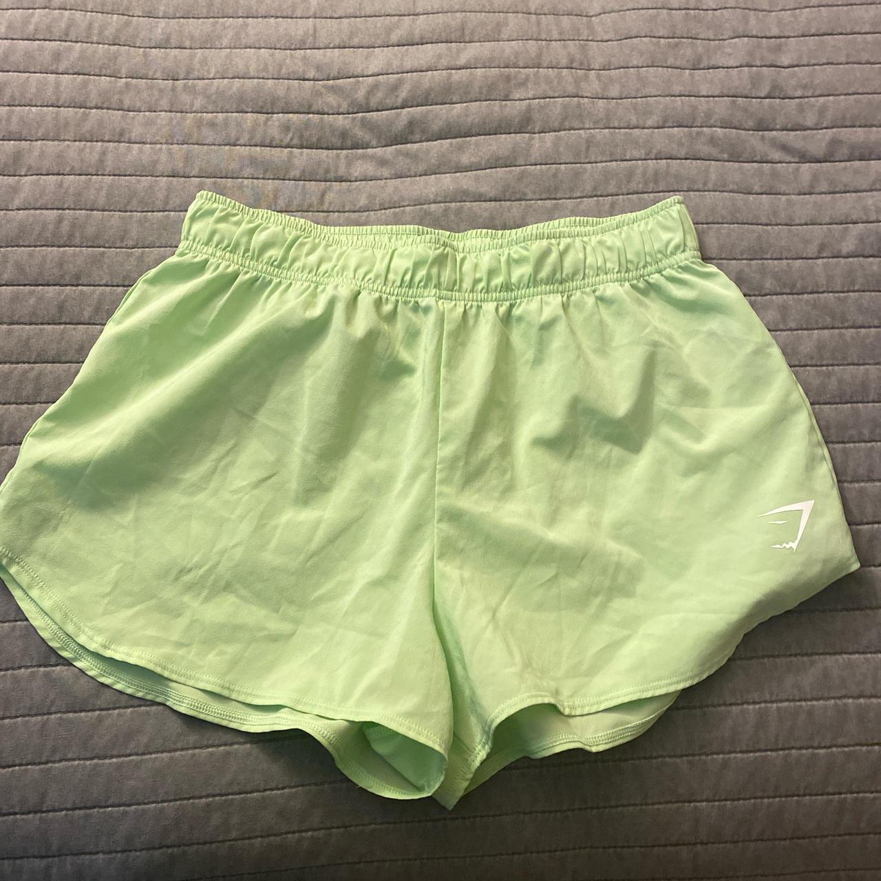 Light green gym shark shorts Around 3-4 inch... - Depop