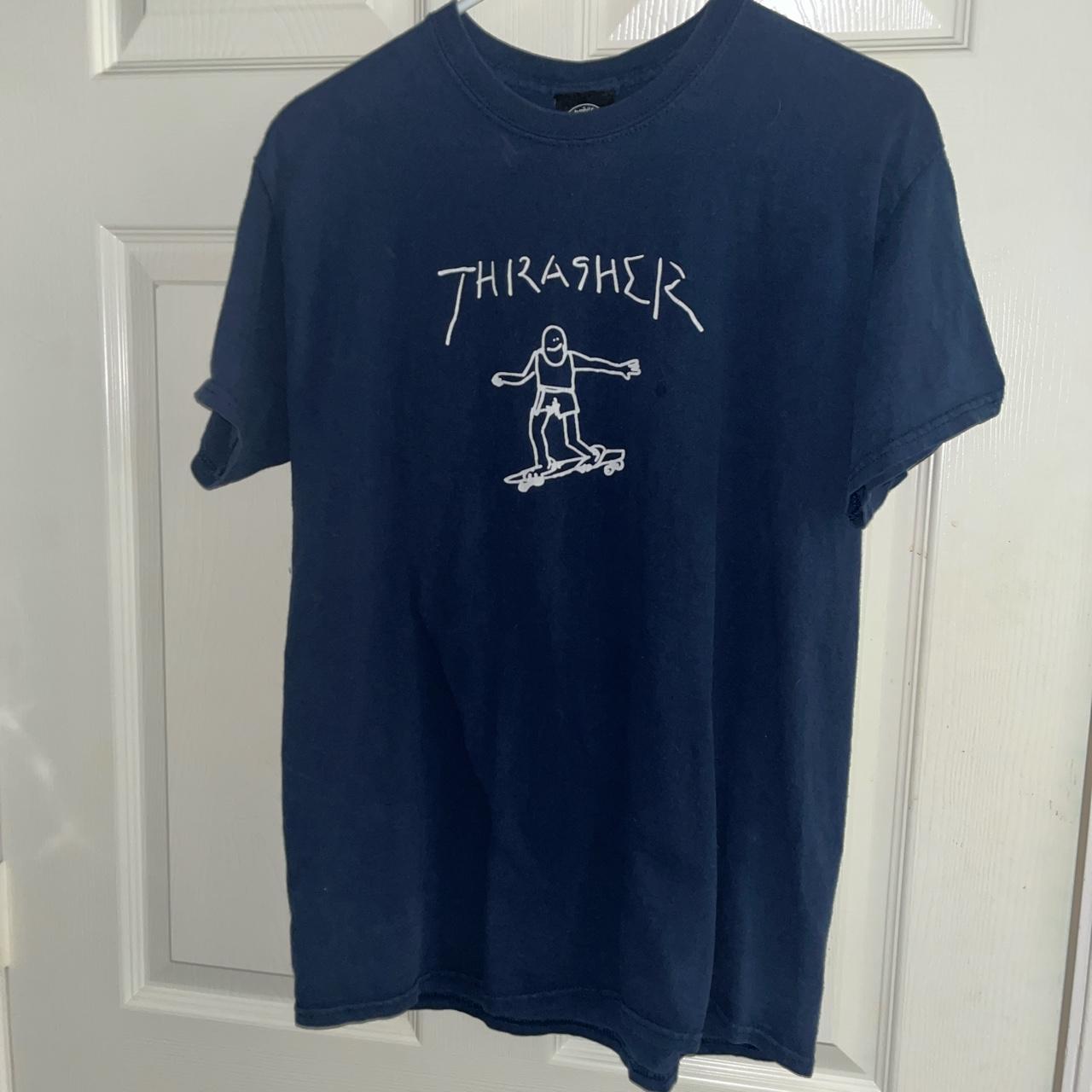 THRASHER GUY RIDING SKATEBOARD TEE this is so cute... - Depop