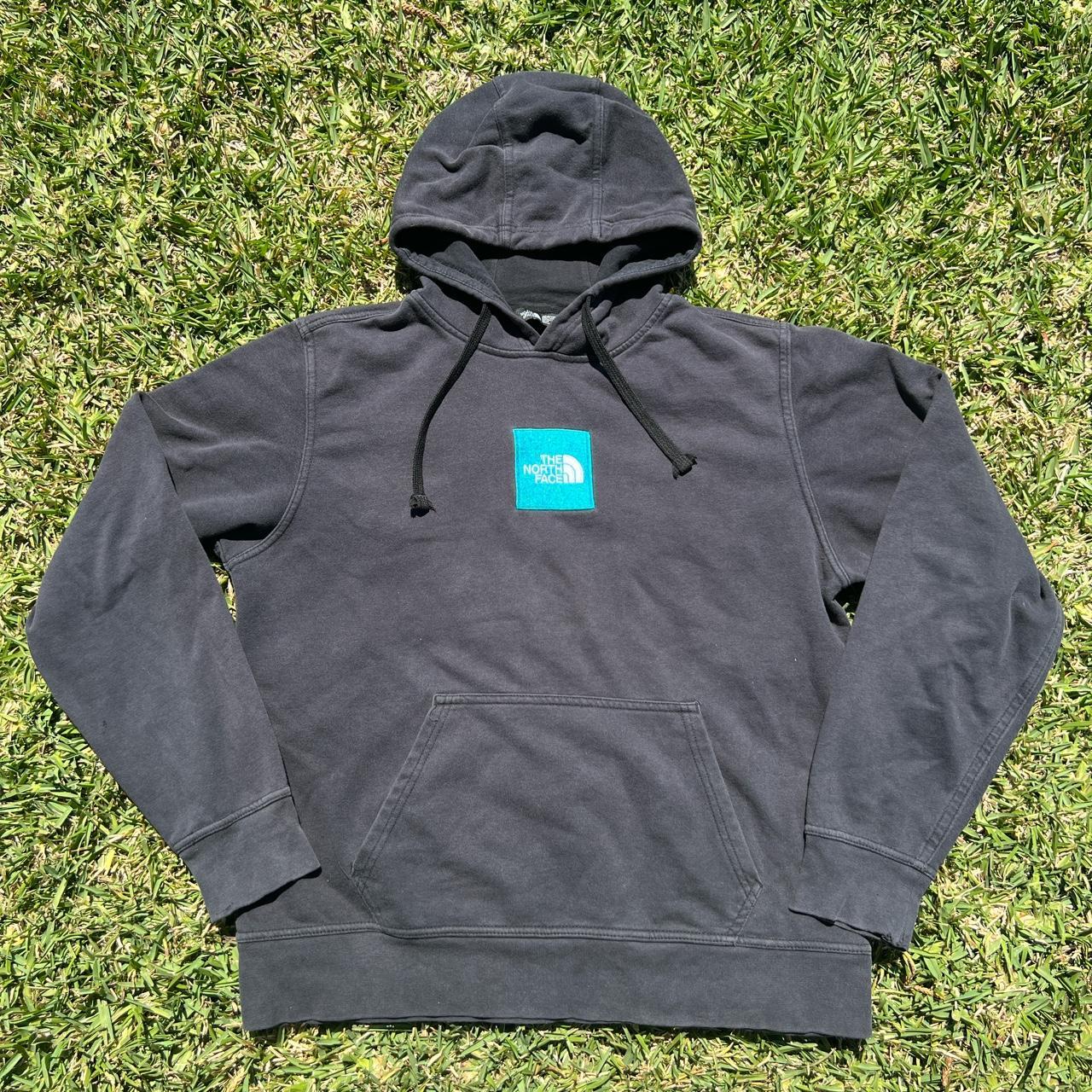 the north face teal center box logo hoodie fits Depop