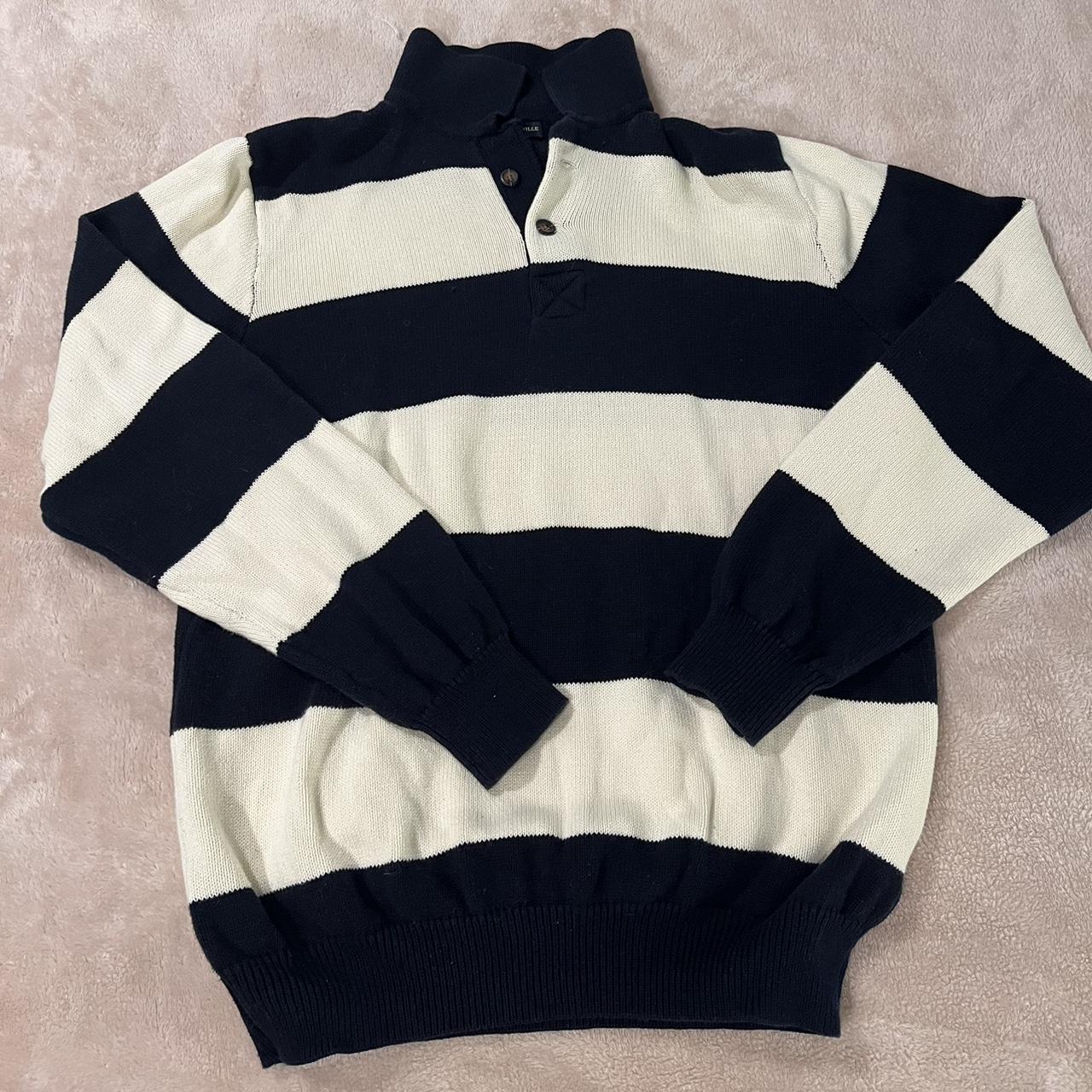 Brandy Melville Sweater navy blue/cream Depop