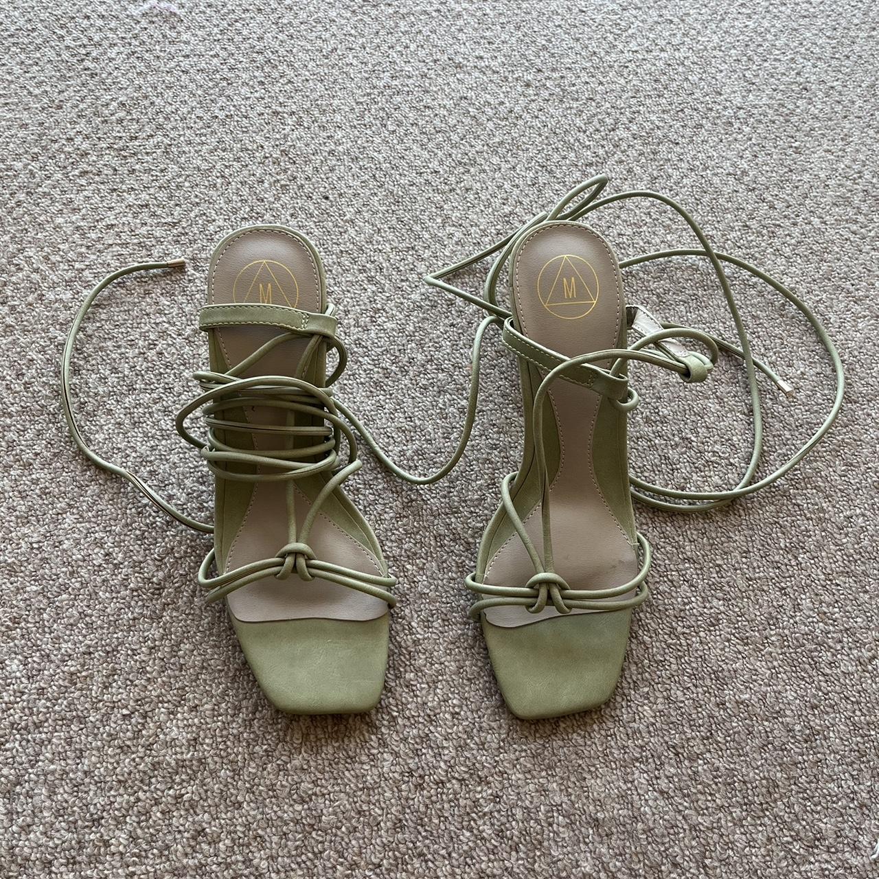 Misguided sage green heels Uk 5 Hardly worn,... Depop
