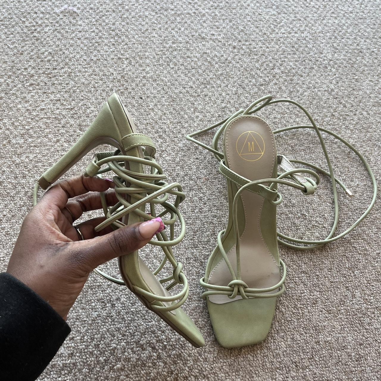 Misguided sage green heels Uk 5 Hardly worn,... Depop