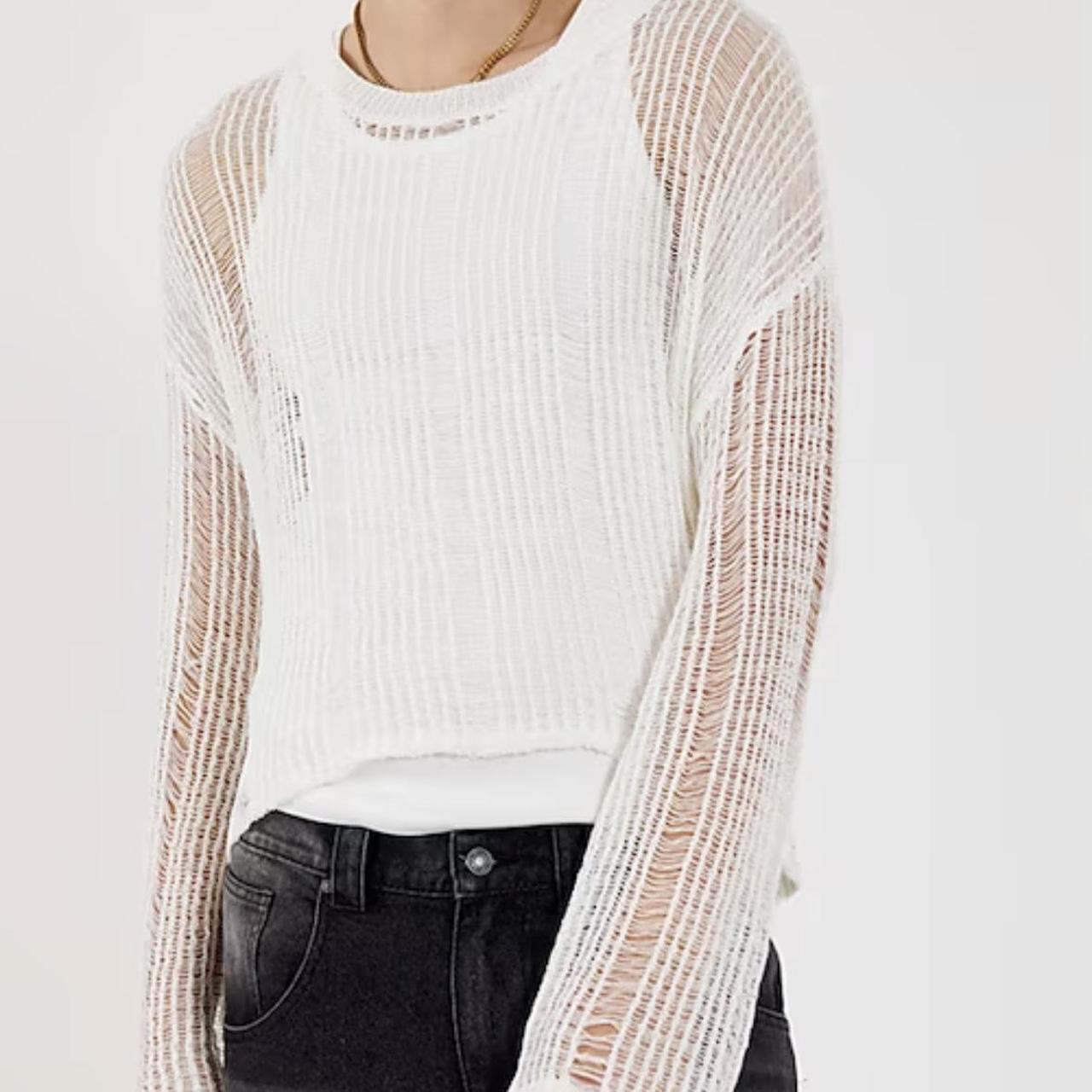 jaded london lose mesh Knit メッシュニット ホワイト 2WAYメッシュブリーチニットトップス[品番：MKSW0065755]｜GYDA