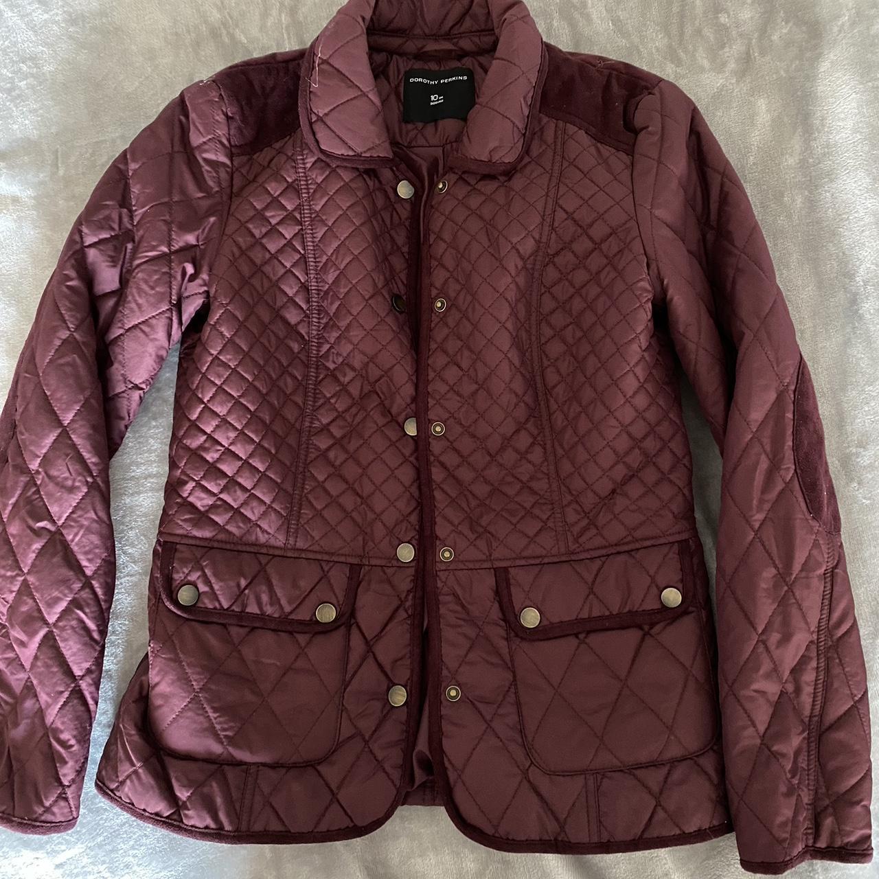 Dorthy Perkins burgundy quilted jacket with suede... - Depop