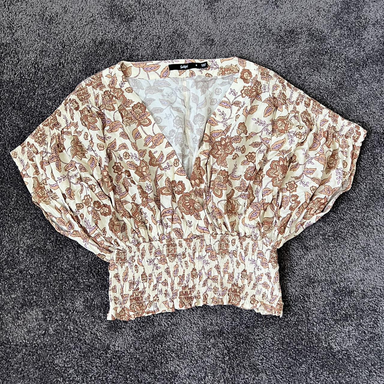 Ruched boho wrap top Brand Sportsgirl Size... Depop