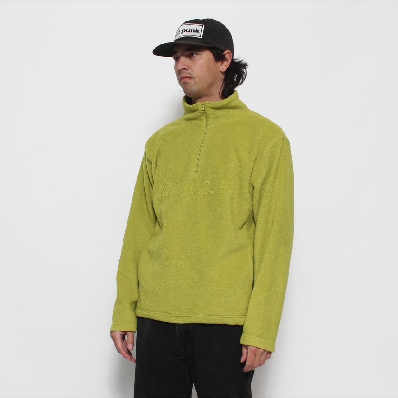 LIME GREEN QUARTER ZIP LONGSLEEVE FLEECE JACKET BY. Depop