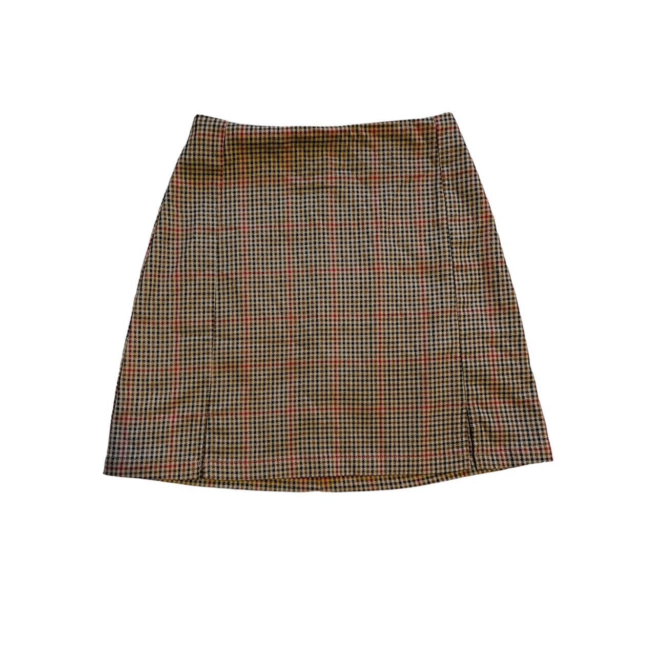 Brandy Melville Cara Skirt Tan/Brown flannel... Depop