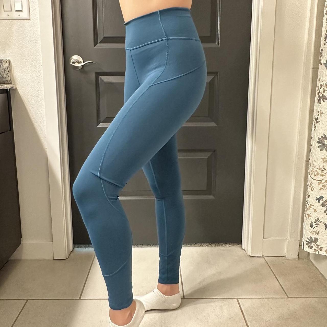 Buy the Lululemon Women's Athletica Heather Blue Nylon Polyester Blend Leggings  Size 2