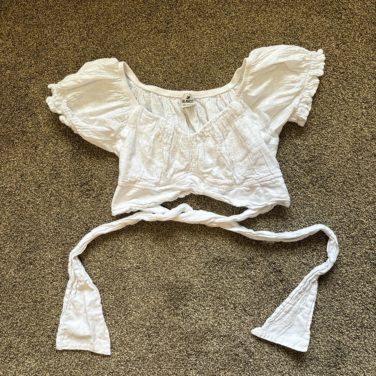 Pure white crop top Ties in the back 100% cotton.... - Depop