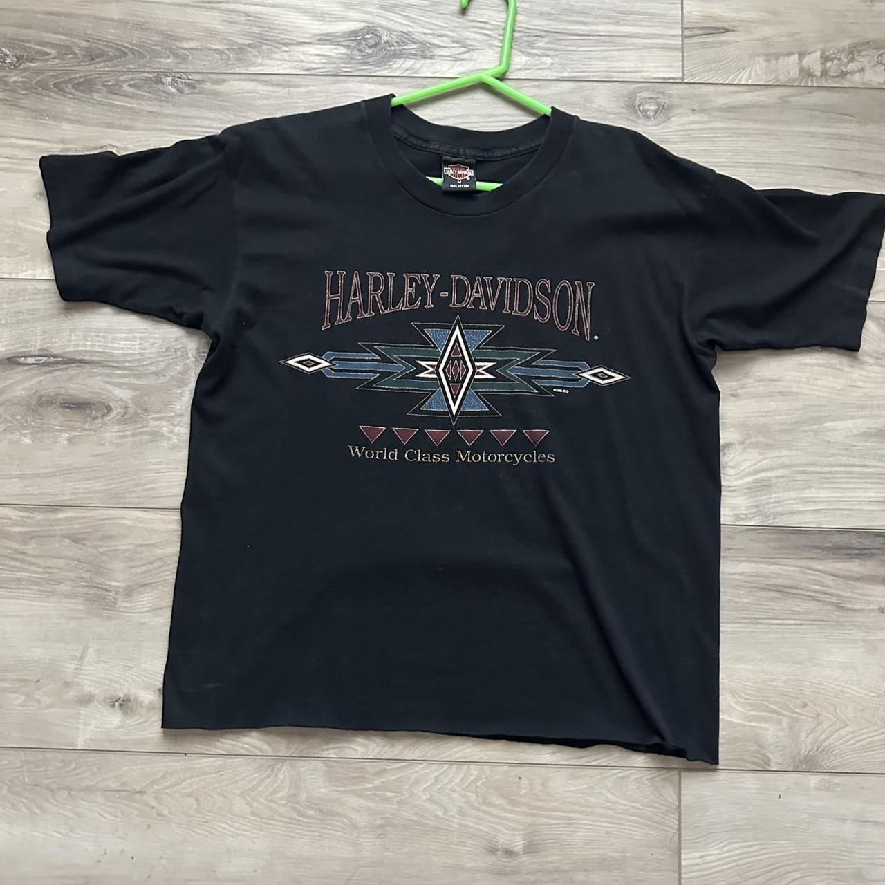 Vintage Harley Davison cropped Tee Size... - Depop