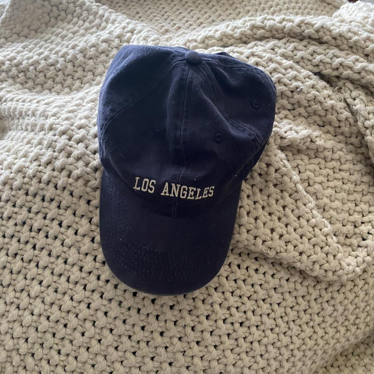 Brandy Melville Women's White and Navy Hat