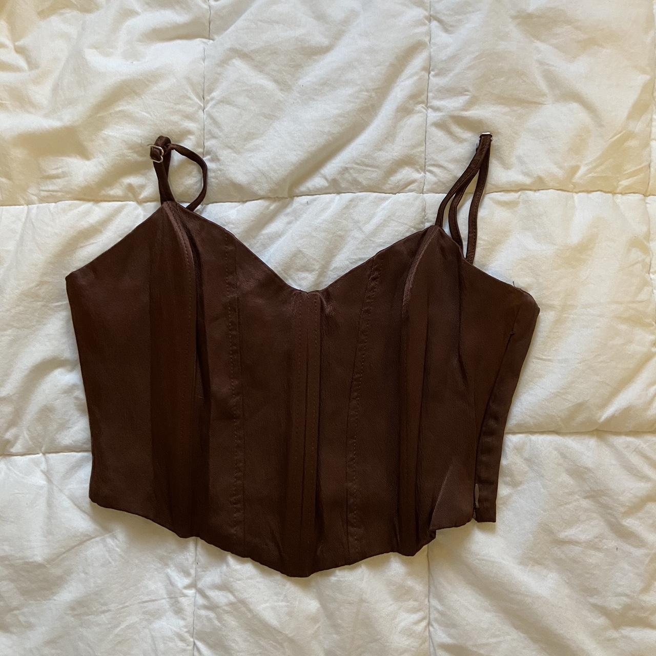 Brown zara-corset-top - Depop