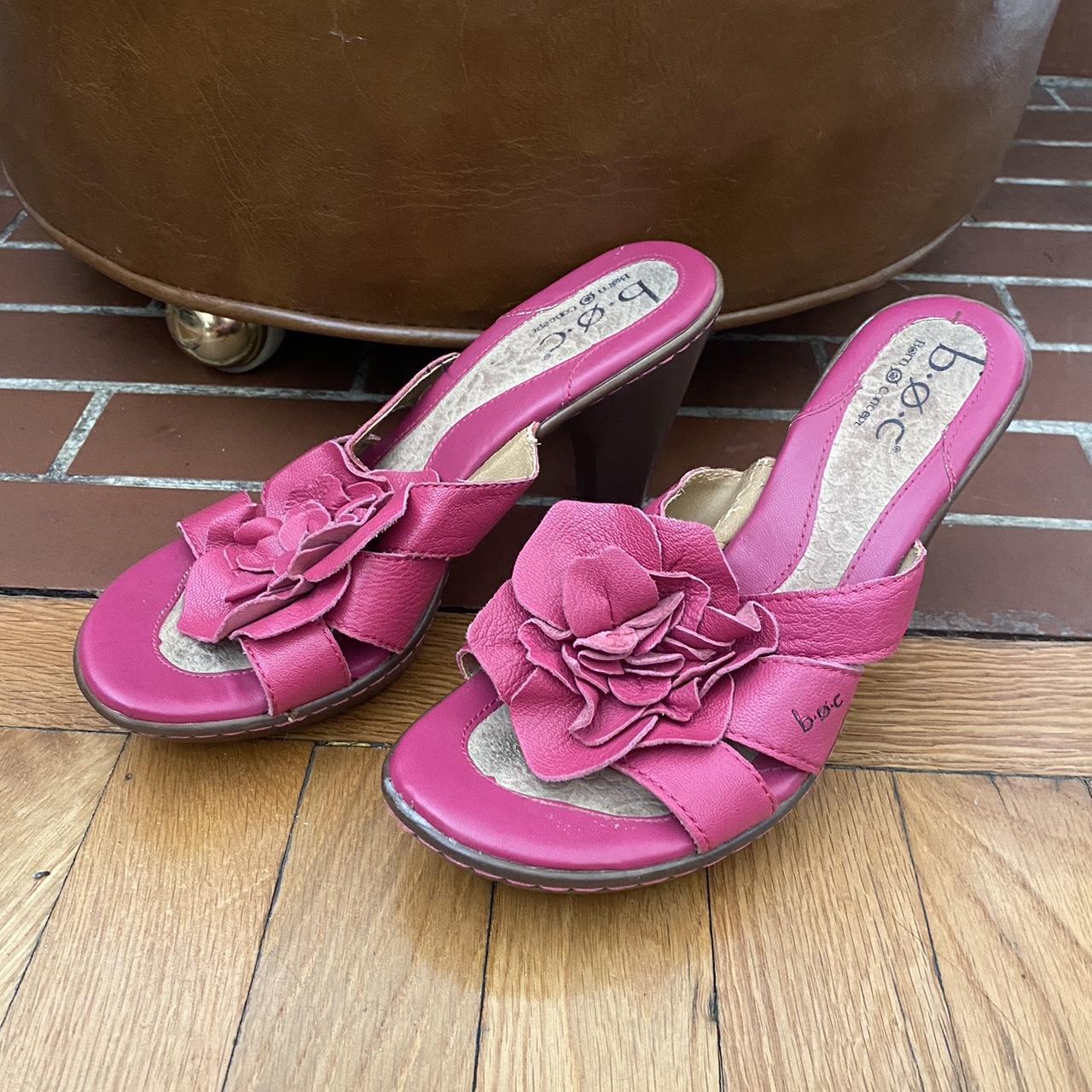 Vintage Born Concept hot pink leather heeled sandals