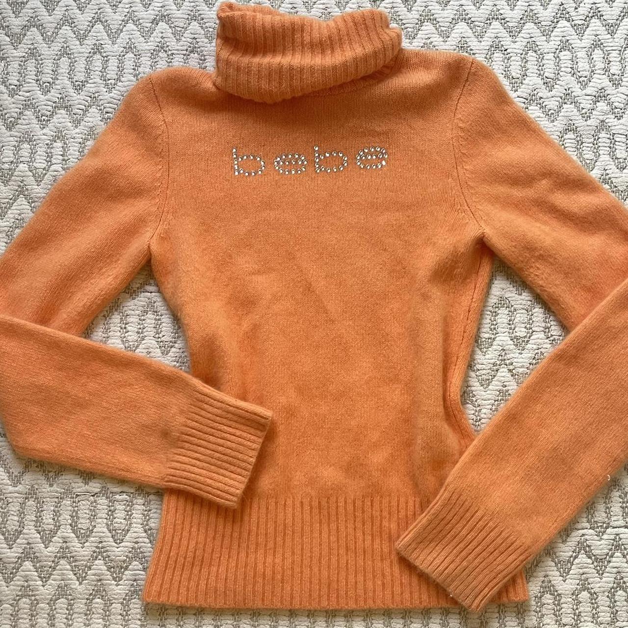 Vintage Bebe pastel orange turtleneck sweater Size... Depop