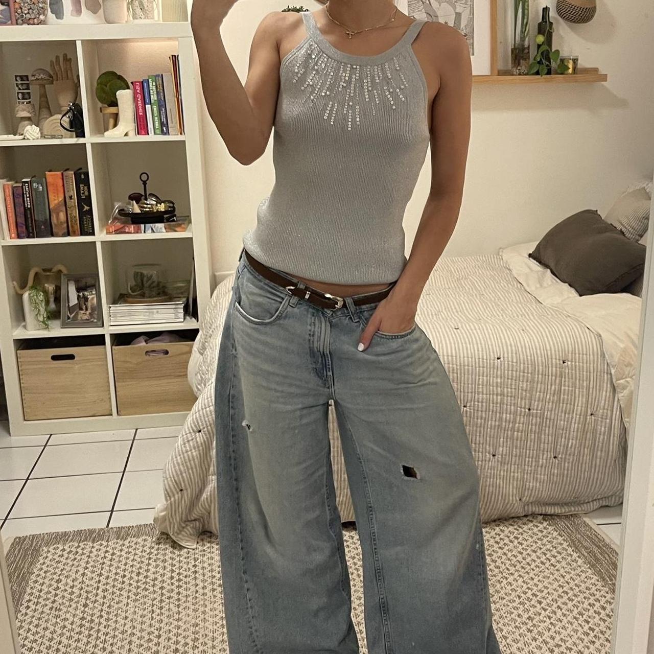 Cache Women's Crop top - Silver - L – 2000s Cache… - image 1