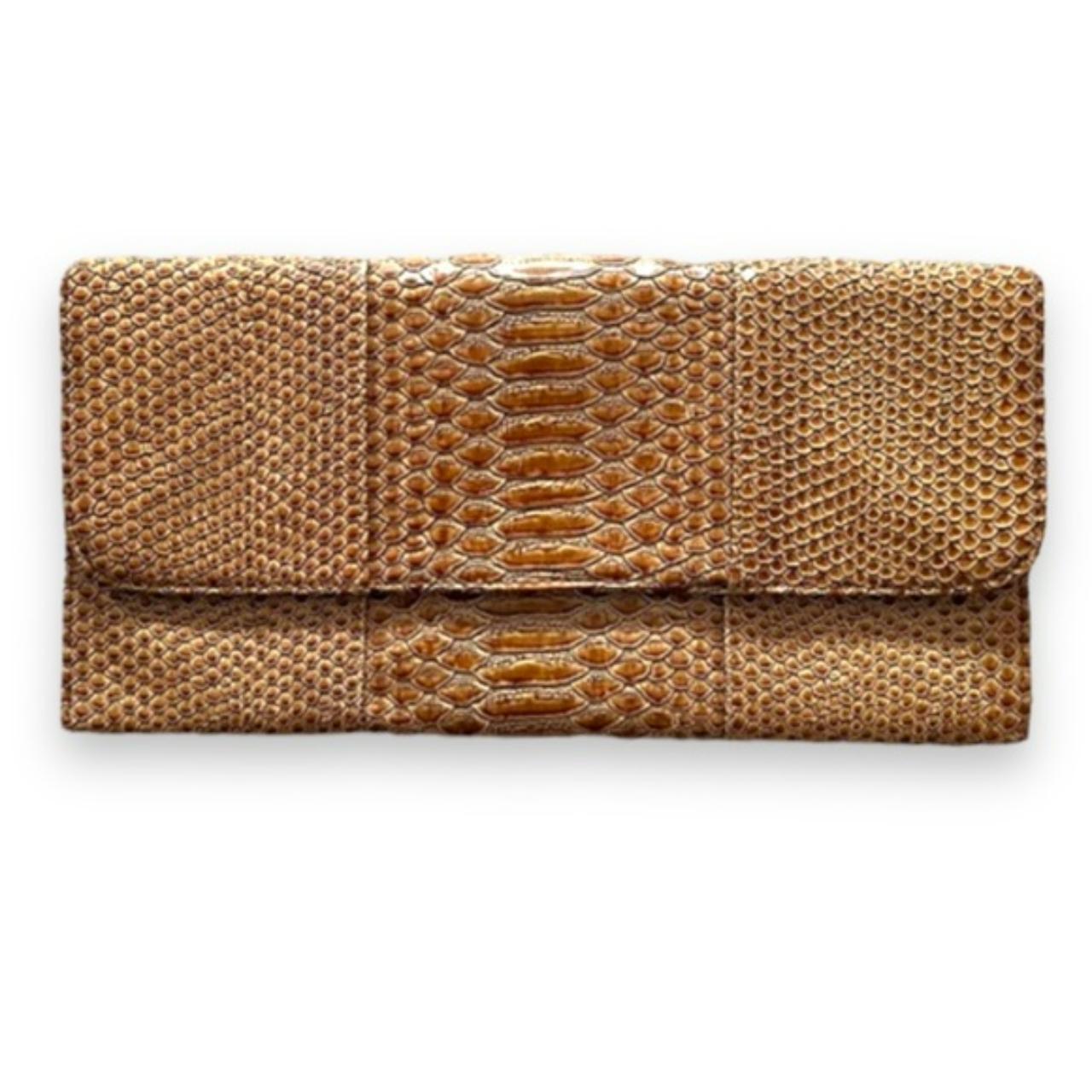 Beige snakeskin clutch discount bag