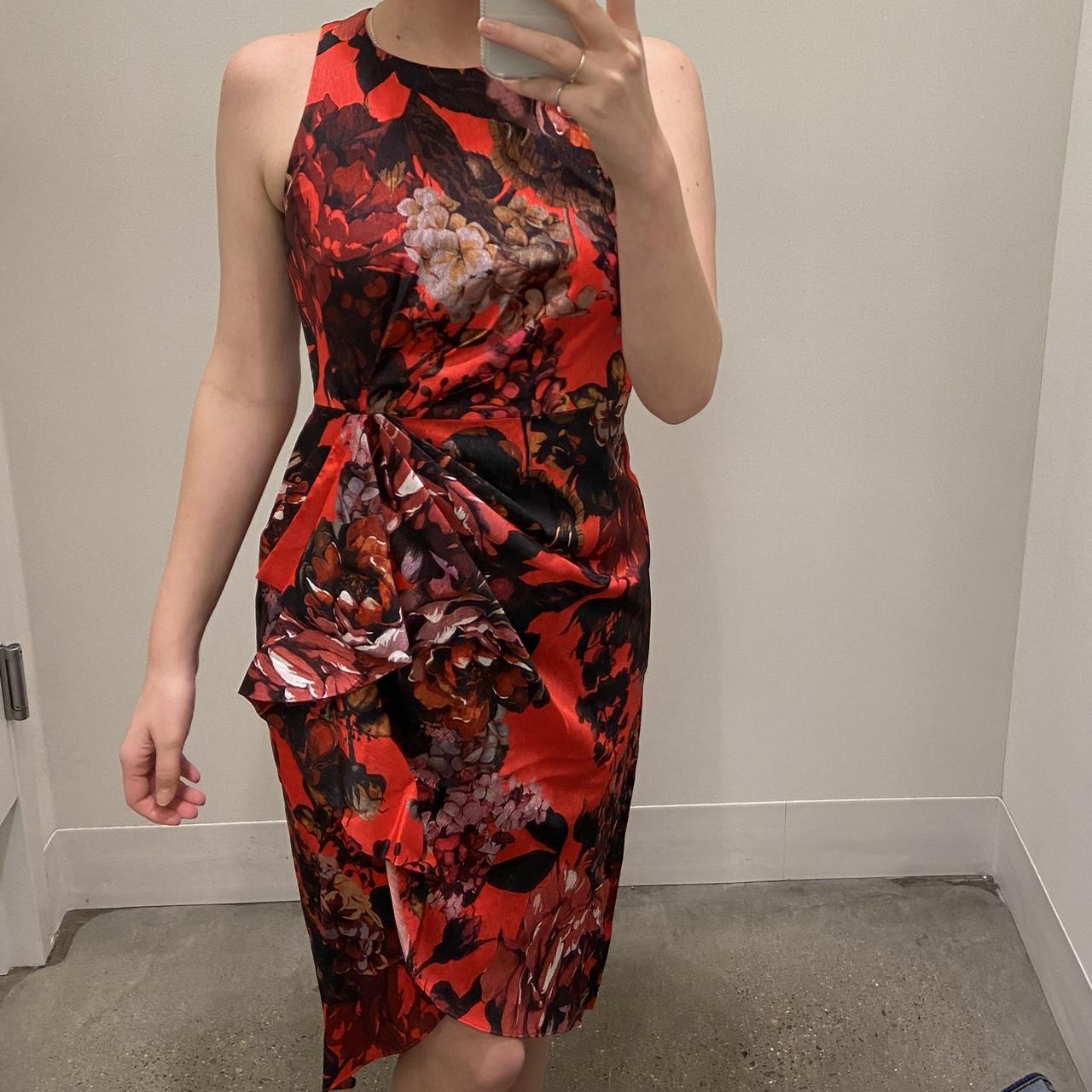 Calvin klein red hotsell and black floral dress