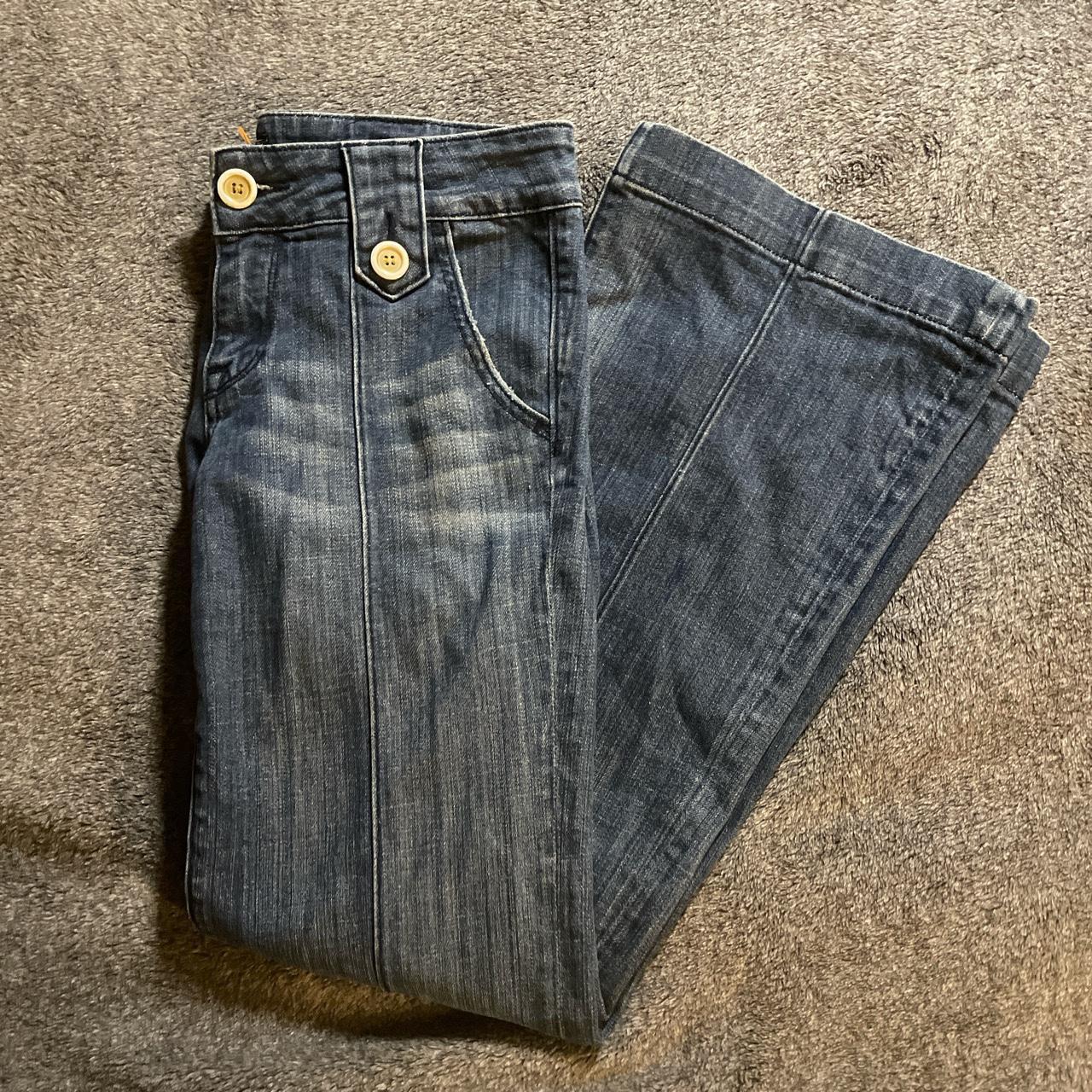 70s Style Boot Cut Buttoned Jeans Fits a size... - Depop