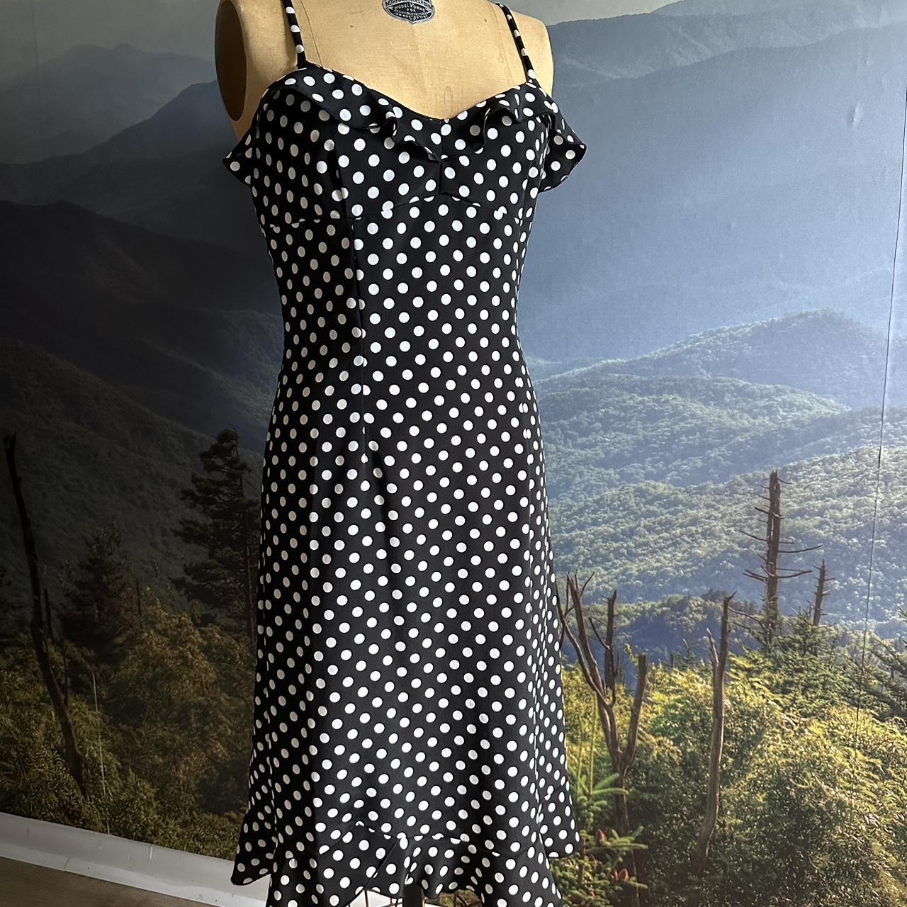 Black and white polka dot slip dress best sale