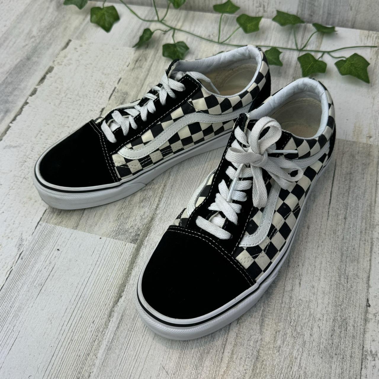 Vans Checkerboard pattern Women s Black White Lace. Depop