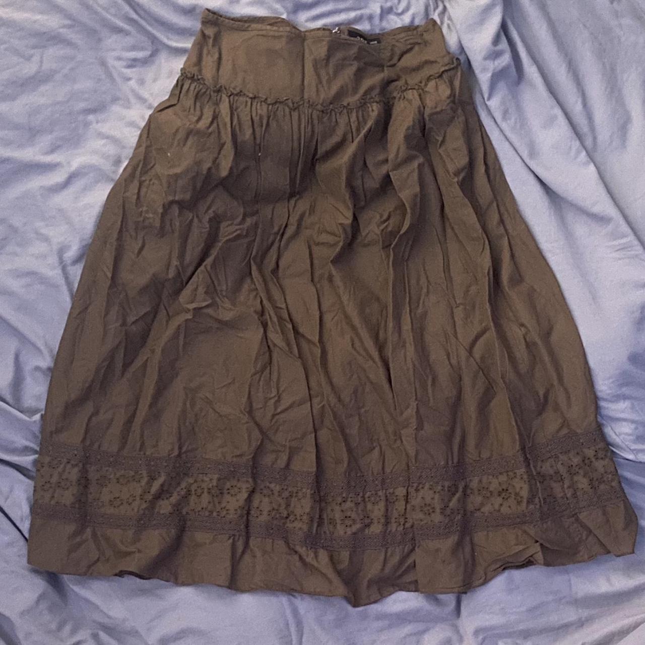 brown ana midi skirt, size 6 - Depop