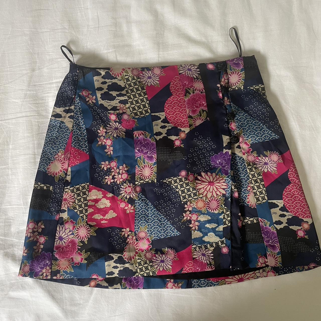 Pink oriental print mini skirt best sale