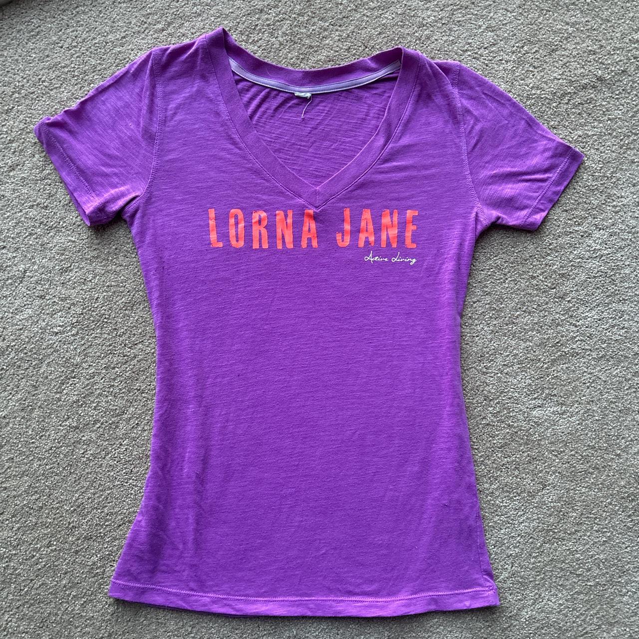 Purple Lorna Jane activewear t-shirt Orange Lorna... - Depop