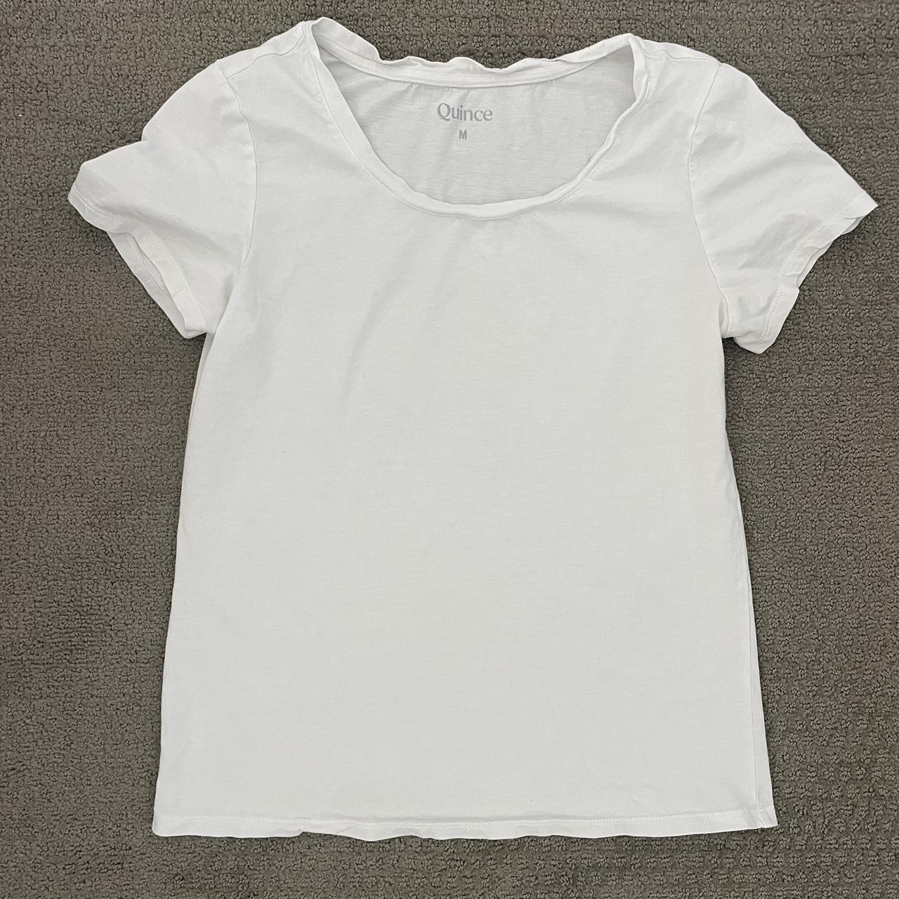 Quince basic white tee Size medium, but fits like a... - Depop