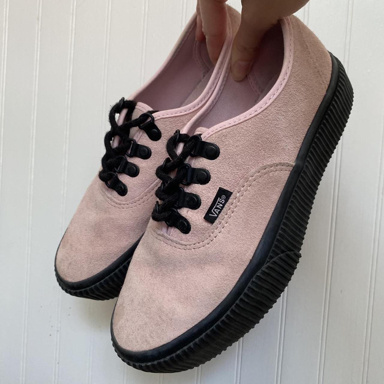 pink & black vans platform sneakers only worn a... - Depop