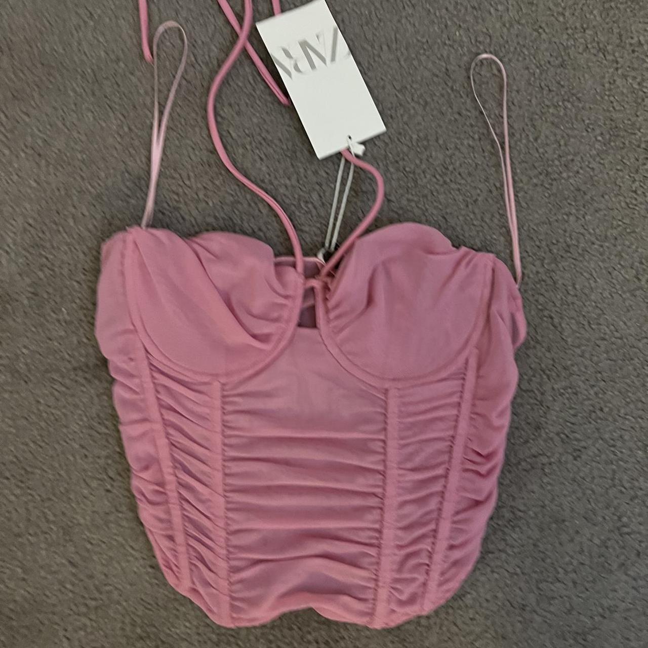 Pink zara-corset-top - Depop
