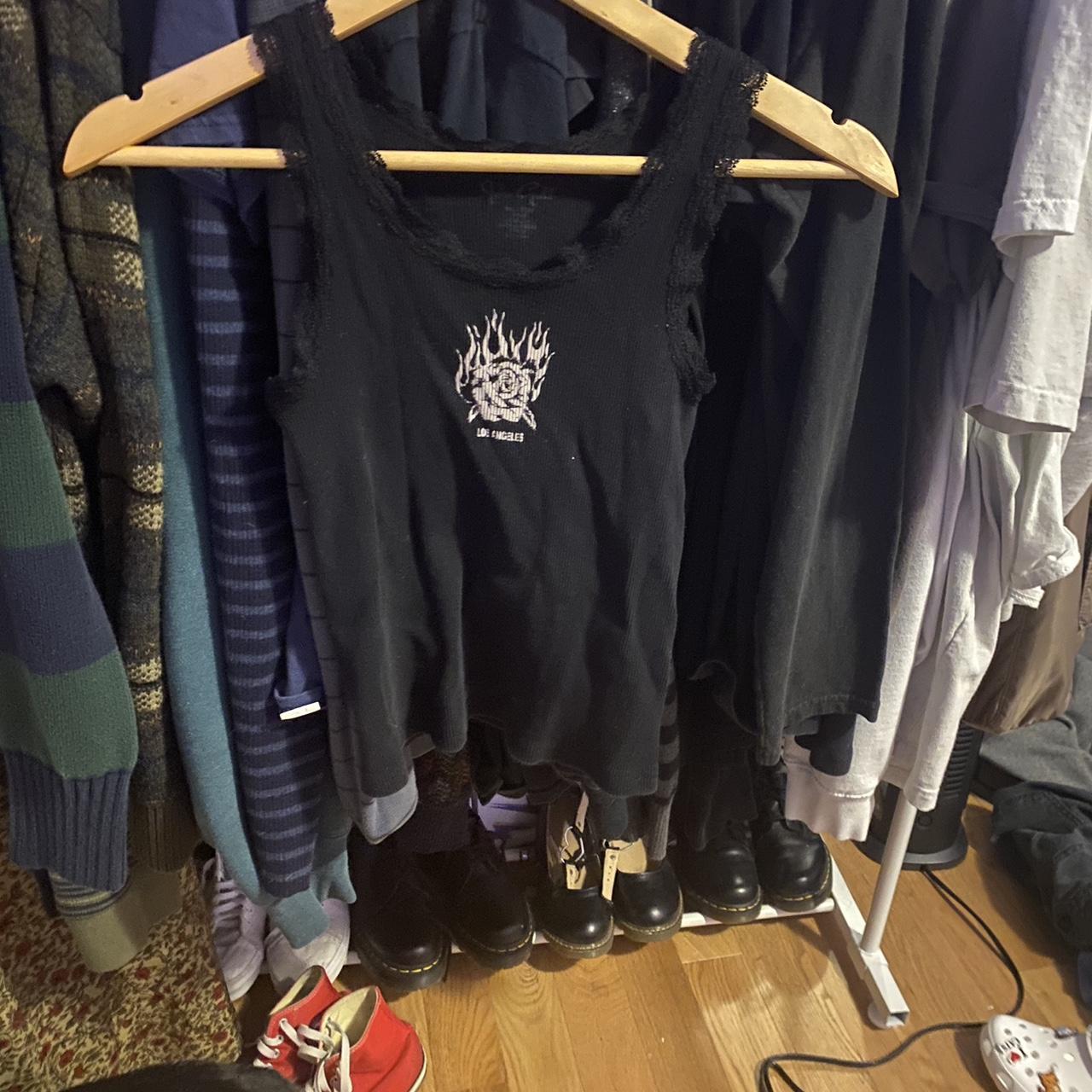 brandy melville los angeles ronnie black lace tank... Depop