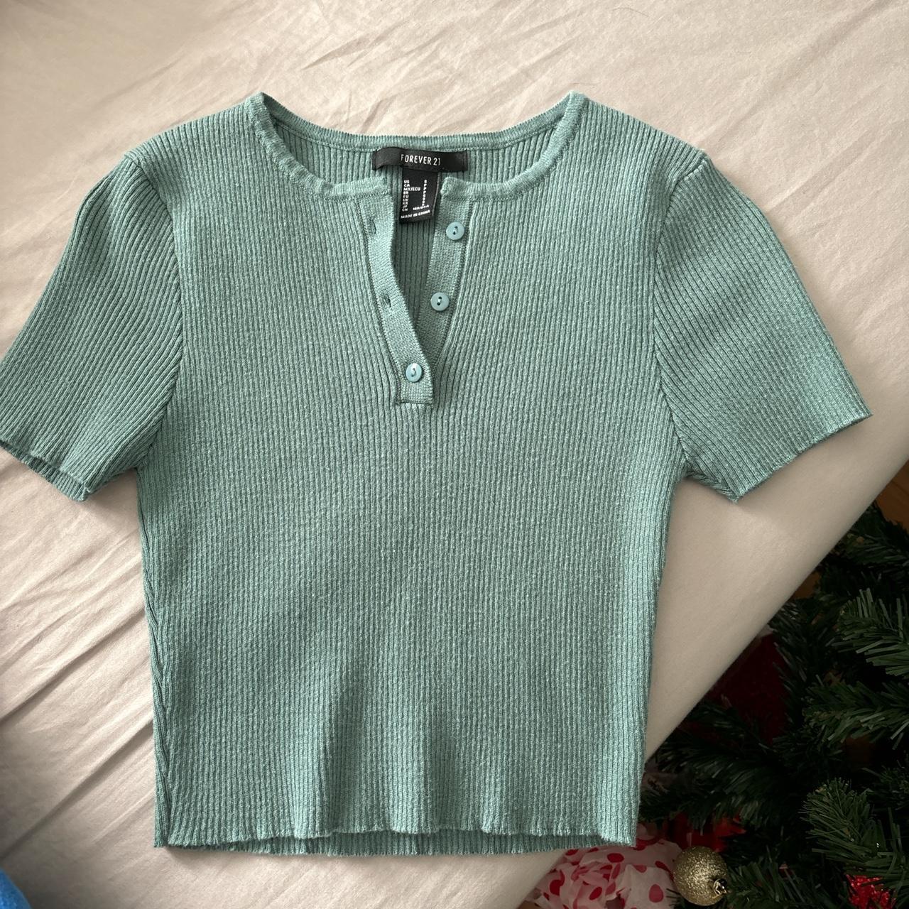forever 21 baby tee, button up green shirt Depop