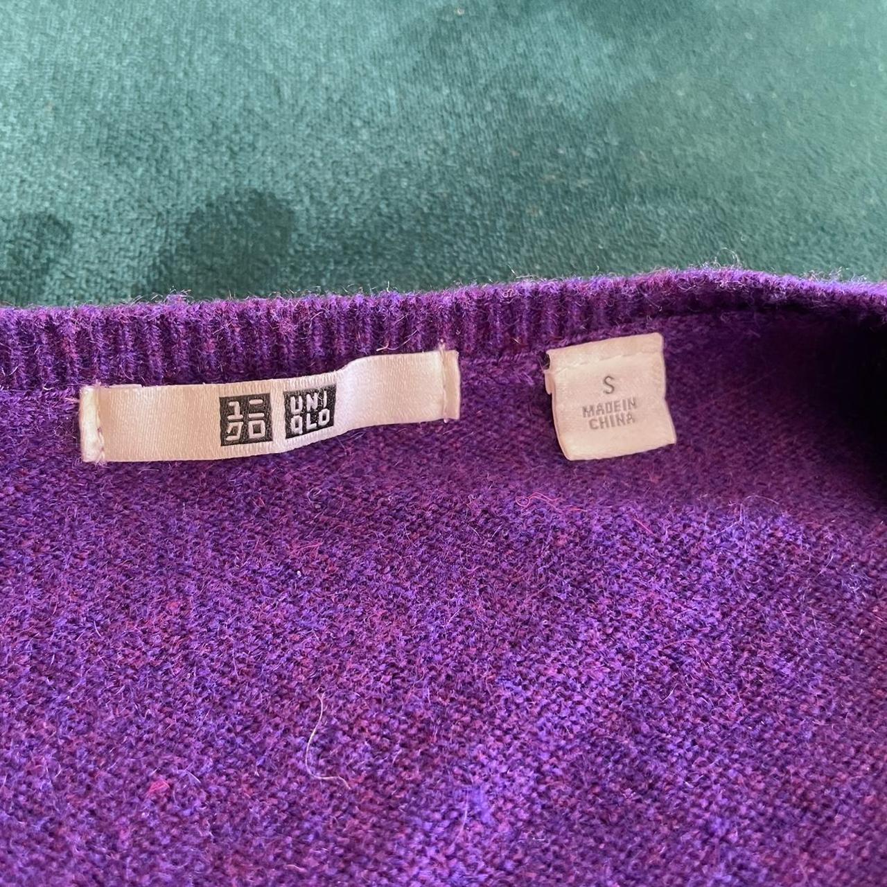 UNIQLO 100% cashmere purple v neck sweater.... - Depop