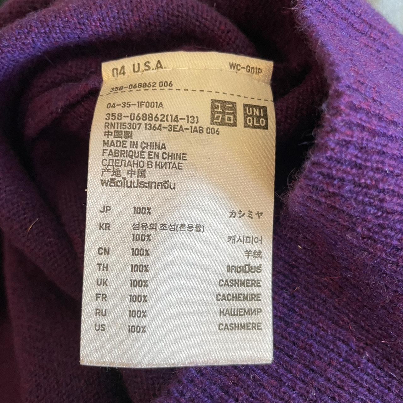 UNIQLO 100% cashmere purple v neck sweater.... - Depop