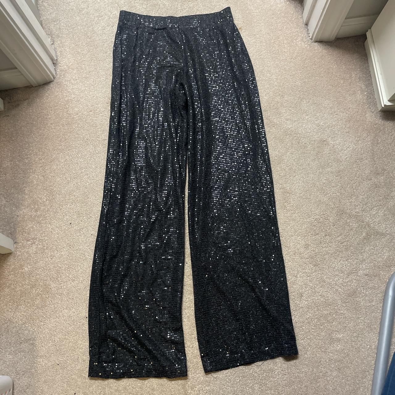 Modes Crystal Black Sparkle Pants - Size: Small... - Depop