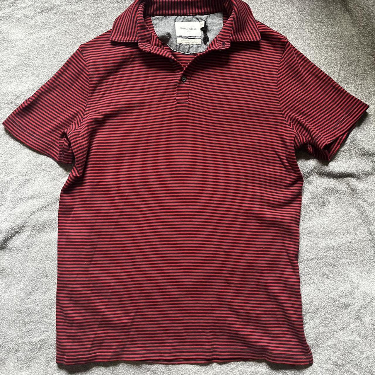 Red and Black Striped Polo Size: Medium This is a... - Depop