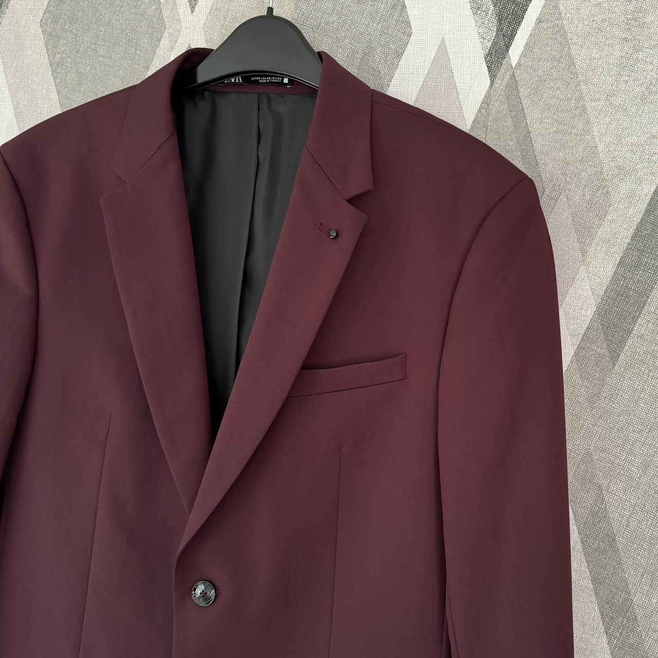 Zara Mens Aubergine Burgundy Single Breasted Suit