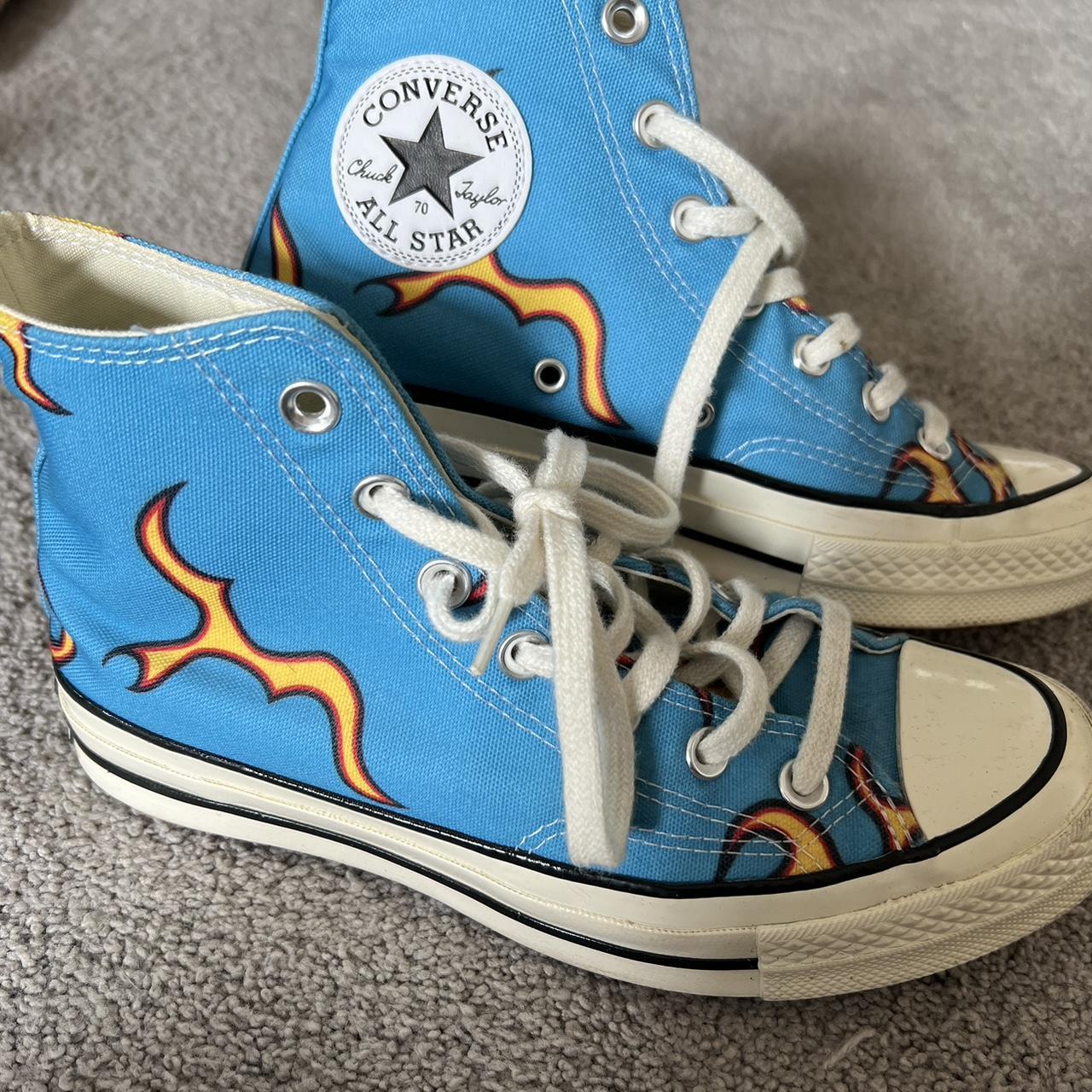 Blue cheap flame converse