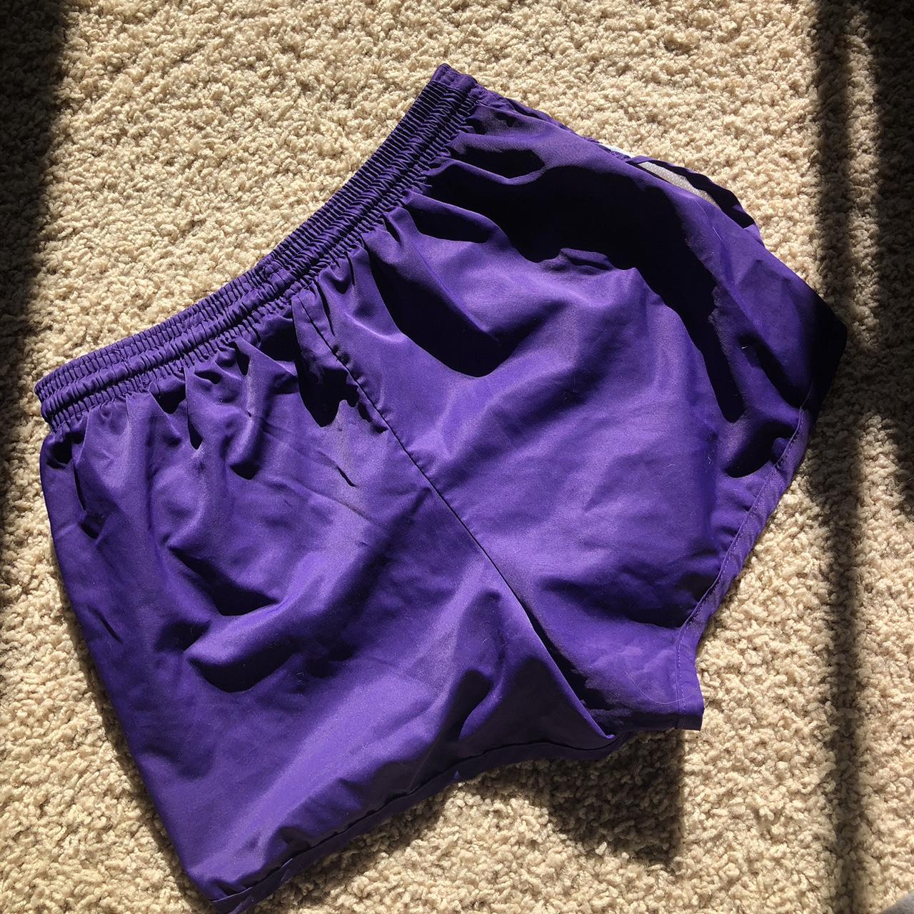 purple athletic shorts, super cute and comfy, size... - Depop