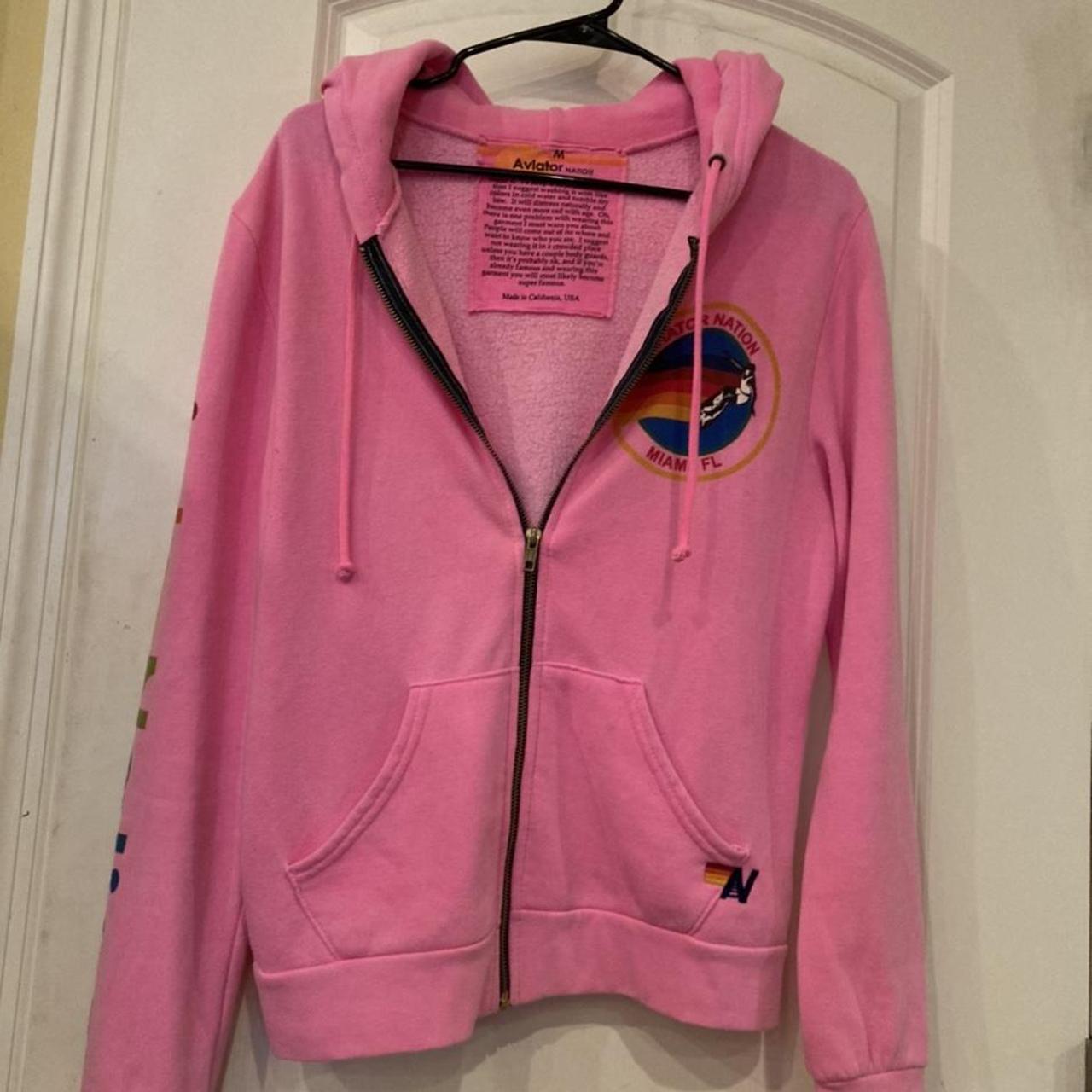 Aviator Nation Women's Pink Hoodie Depop