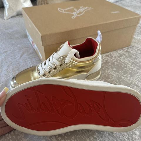 Christian Louboutin Gold Leather Aurelian Donna Sneakers Size 36