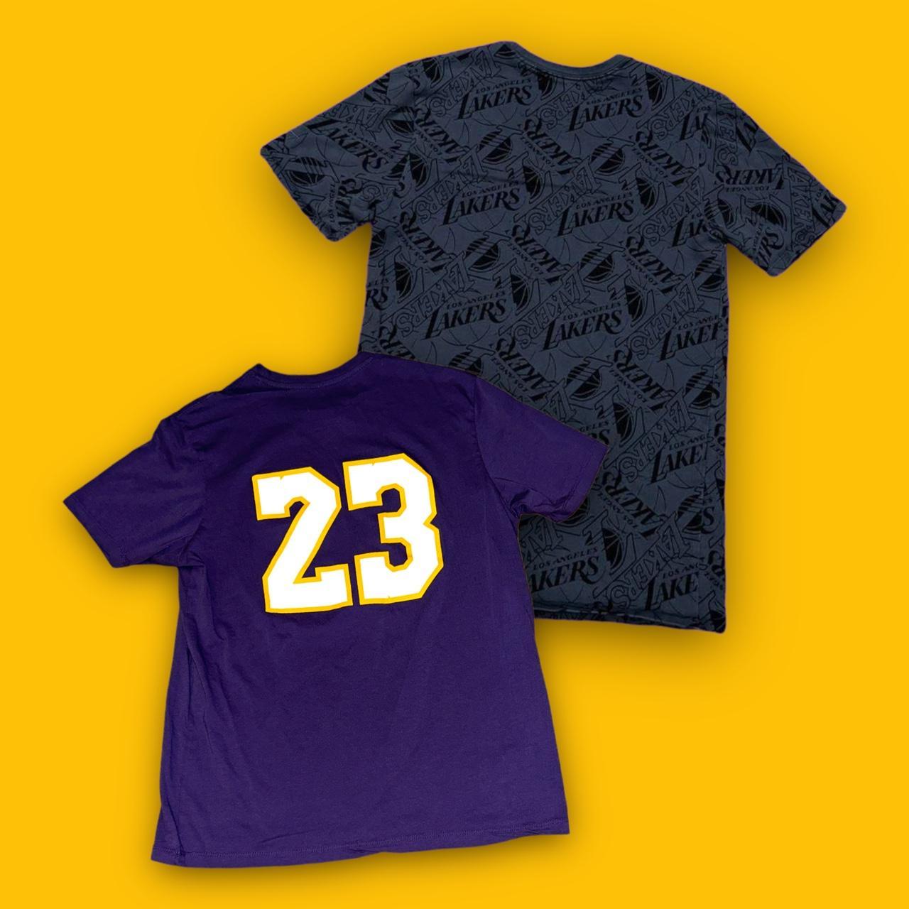 la lakers t shirt - yellow purple air brush - Depop