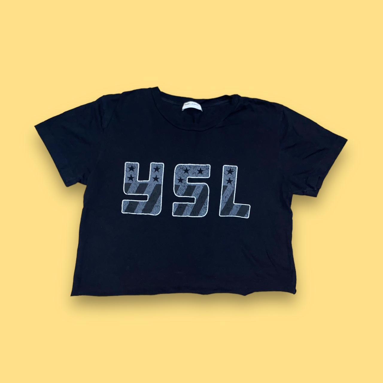 YSL Saint Laurent Paris crop top T-shirt Era:... - Depop