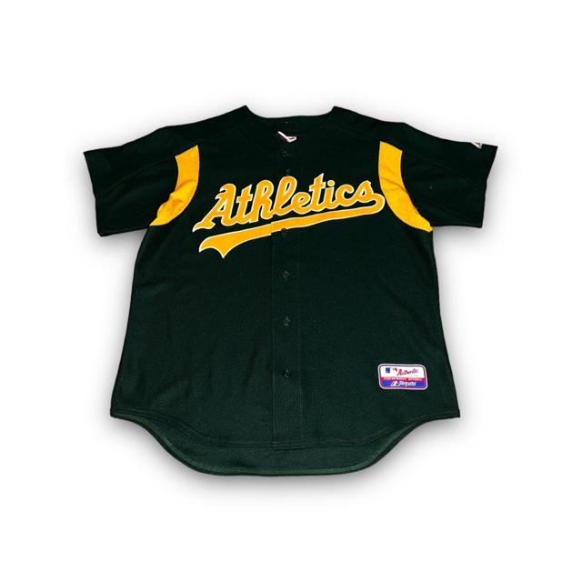 Majestic Oakland athletics gold alternative jersey - Depop