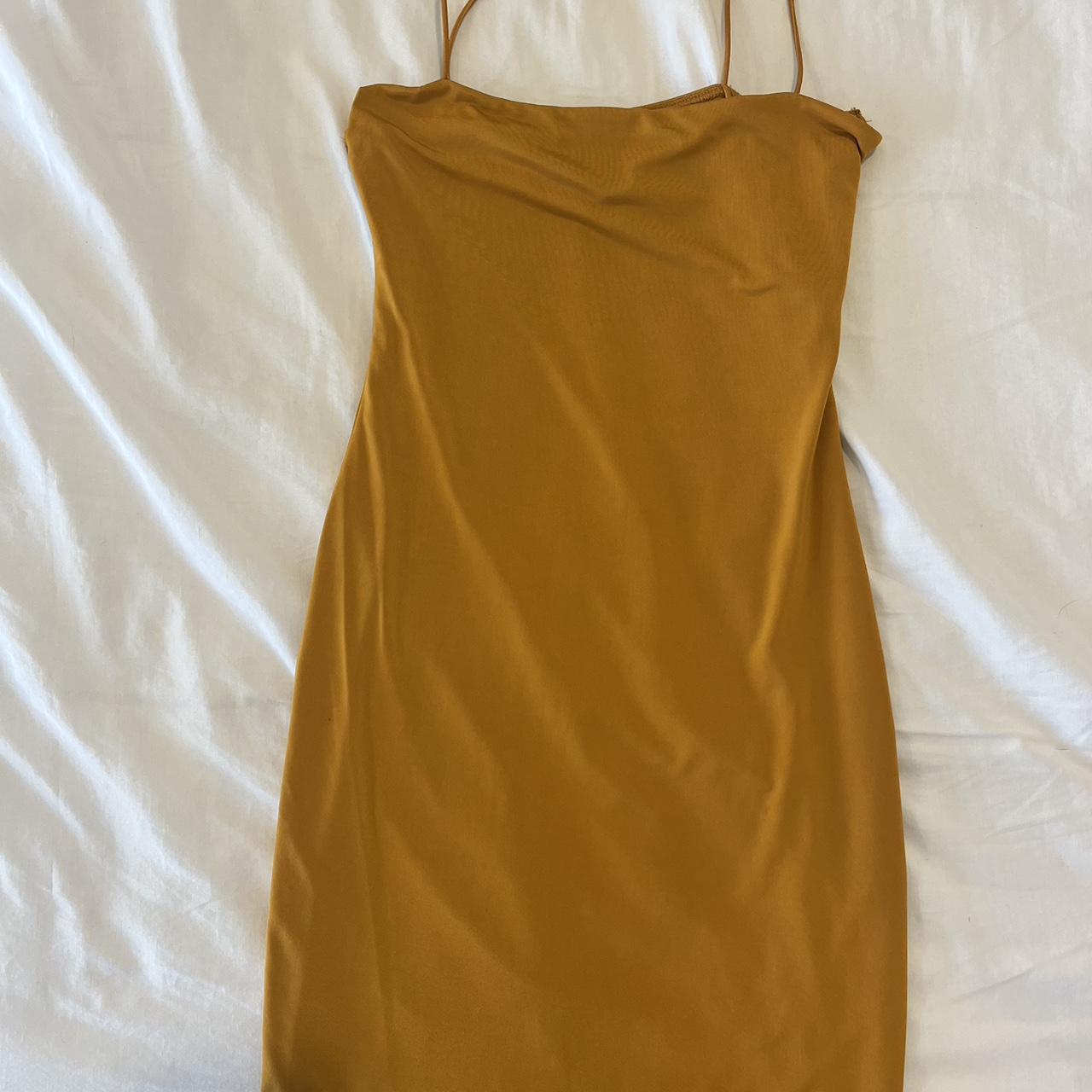 Windsor Women's Orange and Tan Dress Depop