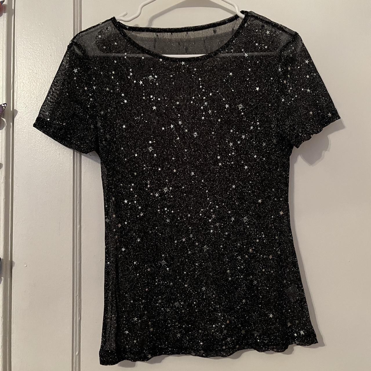 Sparkly silver and black see-through top! Perfect... - Depop