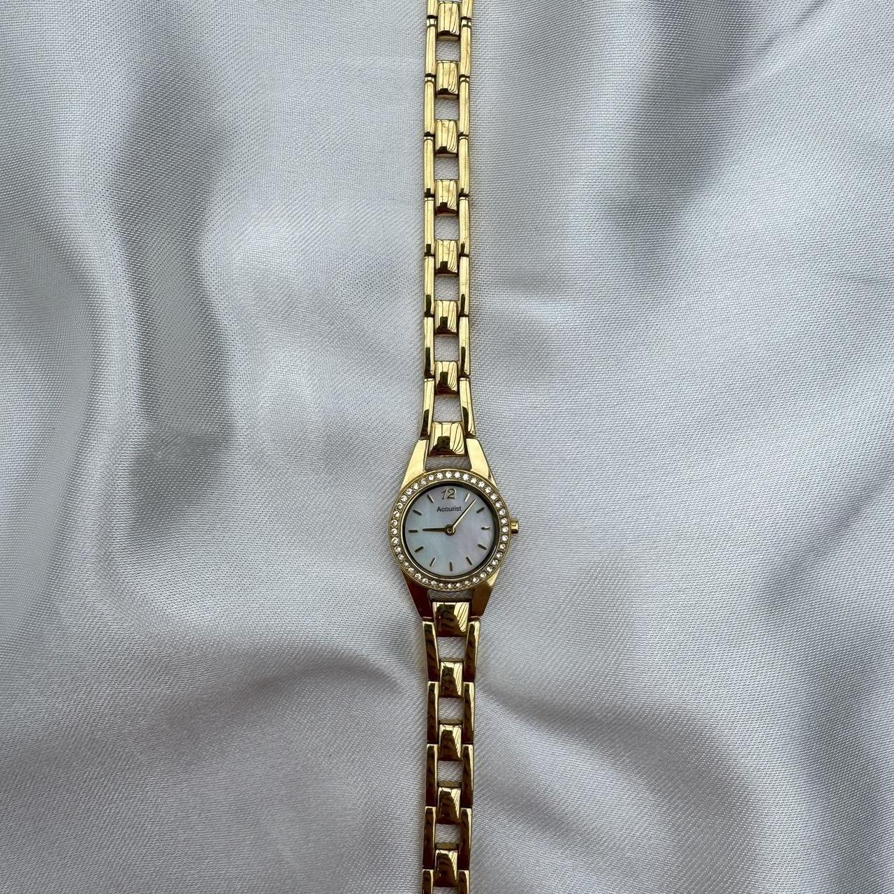 Vintage gold watch with mother of pearl face ladies... - Depop