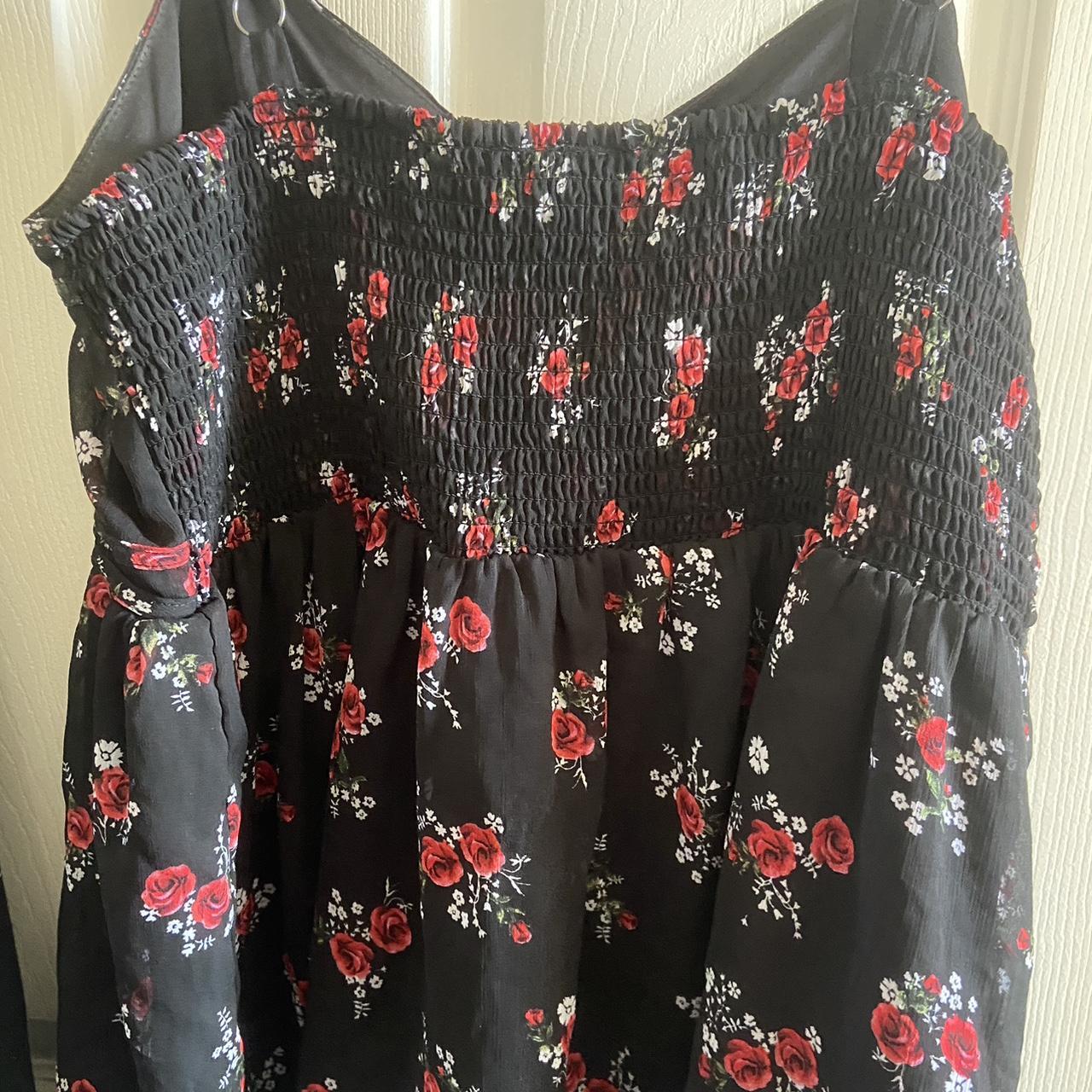 Torrid black babydoll with red and white flowers. I... - Depop