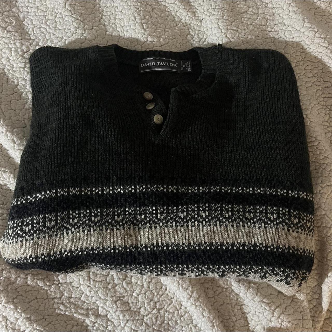 Men's Black and Cream Jumper | Depop