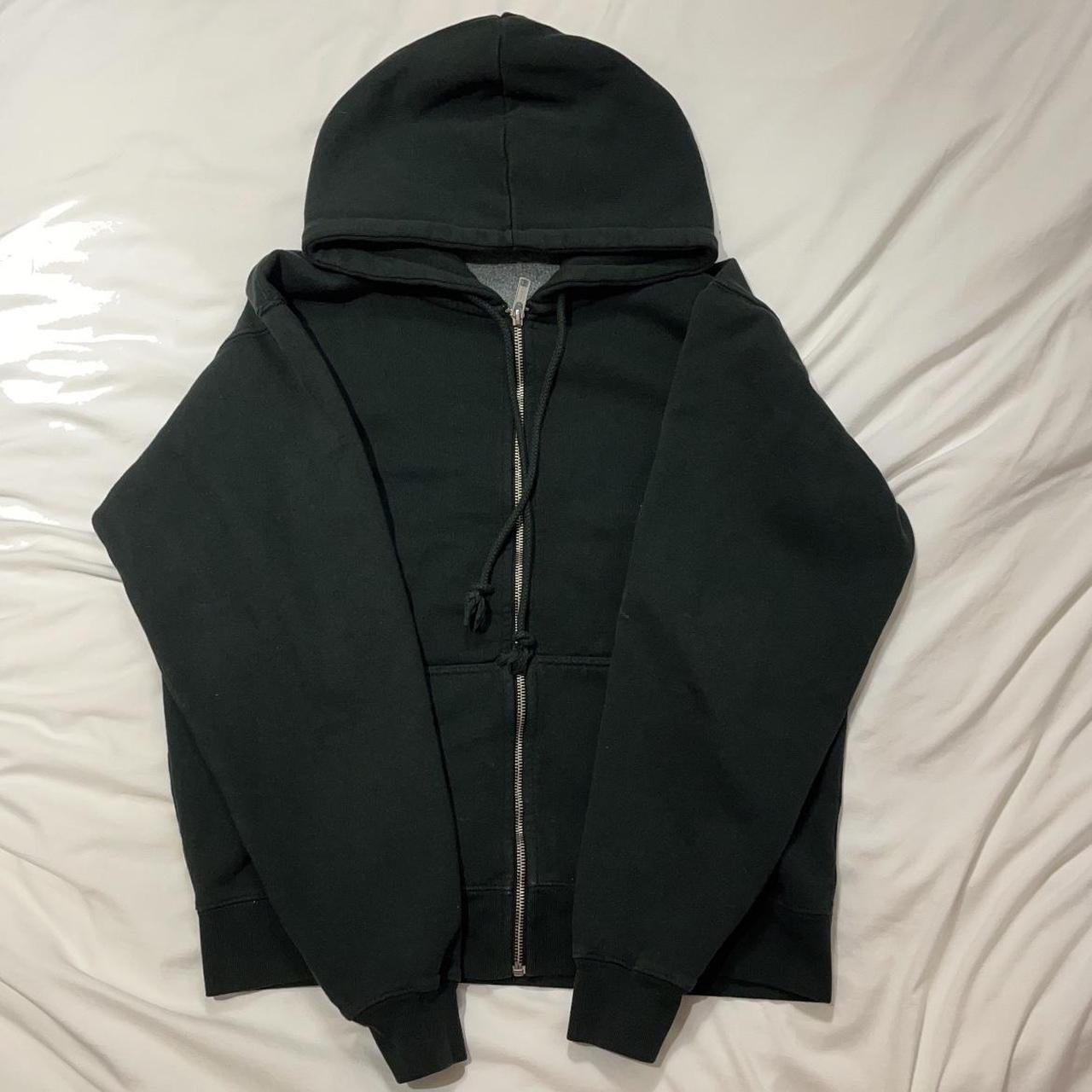 brandy melville dark green christy hoodie -worn... - Depop